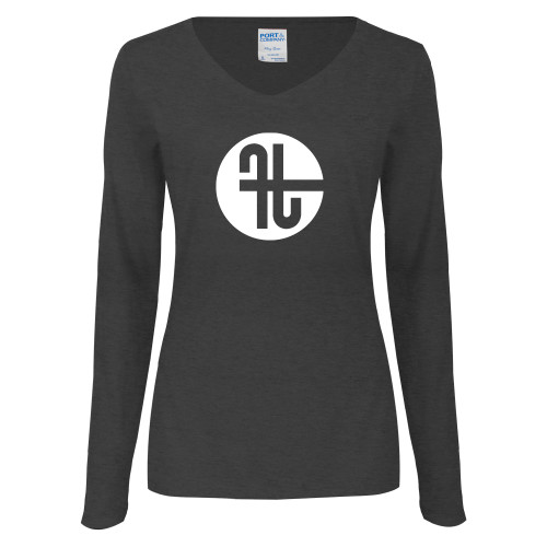  Womens Dark Heather Long Sleeve V Neck Tee  - Identity Mark