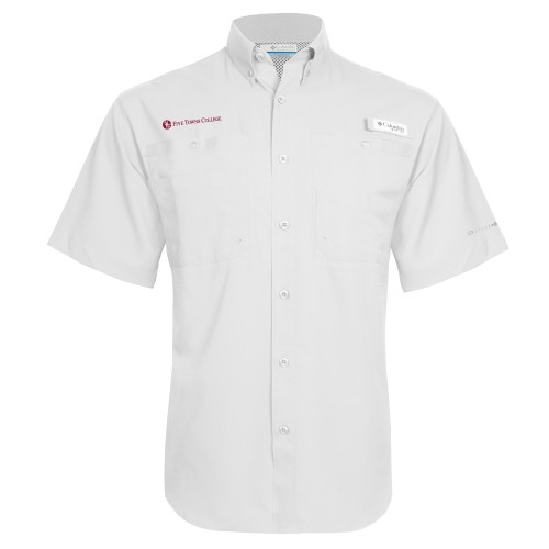  Columbia White Tamiami Performance Short Sleeve Shirt - Primary Mark