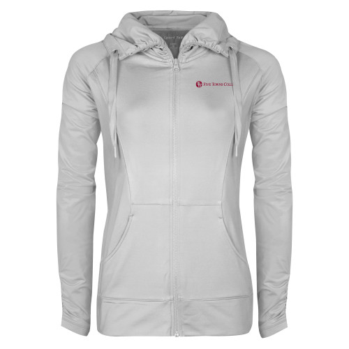  Womens White Sport Wick Stretch Full Zip Jacket - Primary Mark