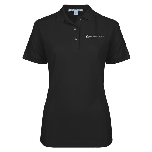  Womens Silk Touch Black Pique Polo - Primary Mark
