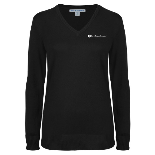  Womens Black VNeck Sweater - Primary Mark