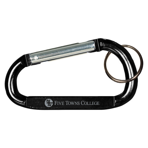  Black Carabiner with Split Ring - Primary Mark  Engraved