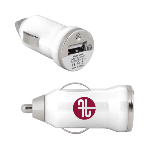  On the Go White Car Charger - Identity Mark