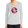 Thumbnail image for  Womens White Performance Long Sleeve V Neck Shirt