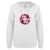 Thumbnail image for  ENZA Womens White V Notch Raw Edge Fleece Hoodie