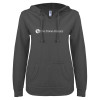 Thumbnail image for  ENZA Womens Dark Heather V Notch Raw Edge Fleece Hoodie