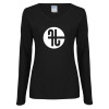 Thumbnail image for  Womens Black Long Sleeve V Neck Tee 