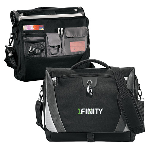 Black/Grey Slope Computer Messenger Bag-1Finity Wordmark