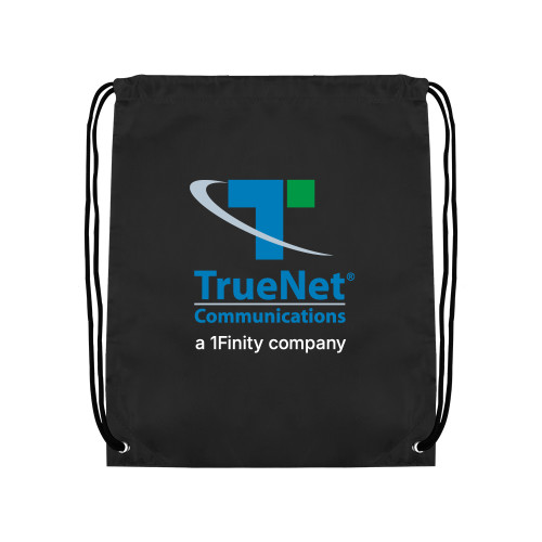 Black Drawstring Backpack-TrueNet Communications Stacked
