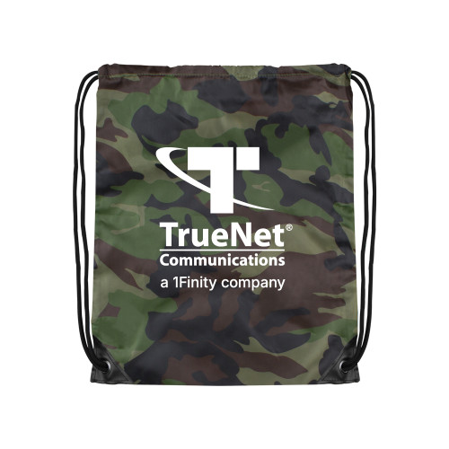 Camo Drawstring Backpack-TrueNet Communications Stacked