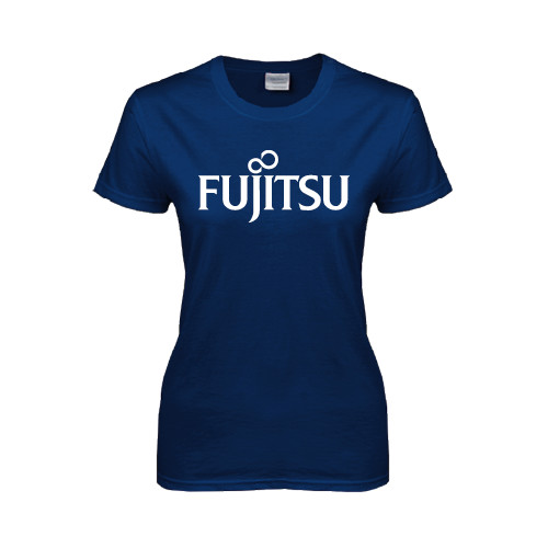 Womens Short Sleeve Navy Tee-Fujitsu