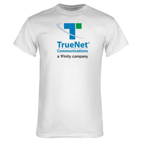 White T Shirt-TrueNet Communications Stacked