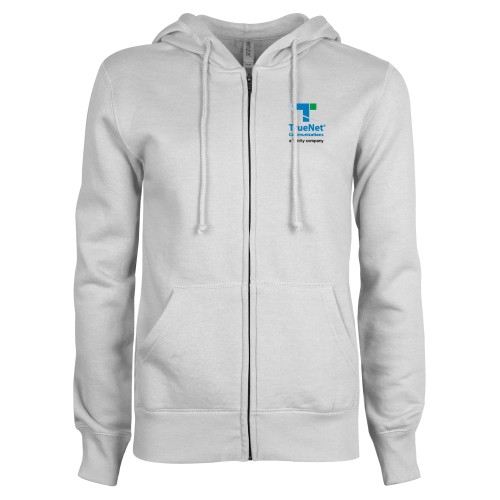 ENZA Womens White Fleece Full Zip Hoodie-TrueNet Communications Stacked