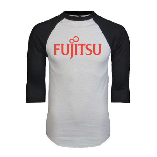 White/Black Raglan Baseball T Shirt-Fujitsu