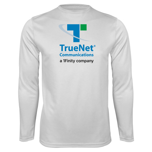 White Performance Long Sleeve Shirt-TrueNet Communications Stacked