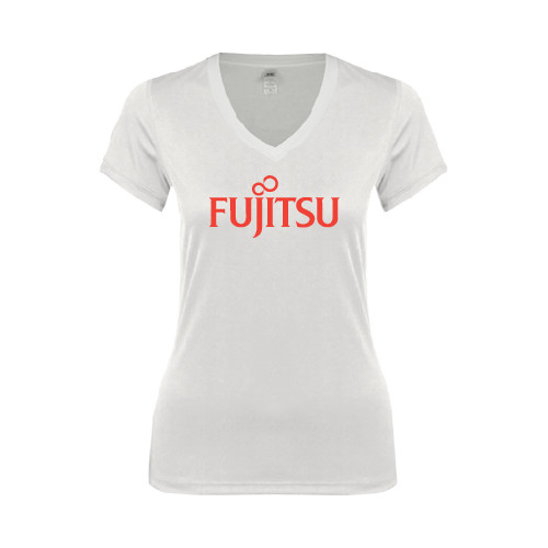 Next Level Womens White Ideal V Tee-Fujitsu