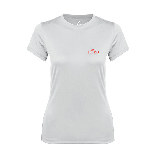Womens White Performance Tee-Fujitsu