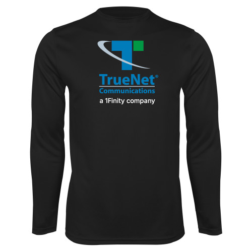 Black Performance Long Sleeve Shirt-TrueNet Communications Stacked