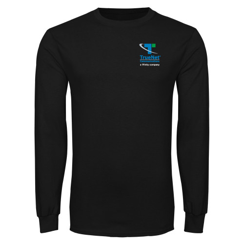 Black Long Sleeve T Shirt-TrueNet Communications Stacked