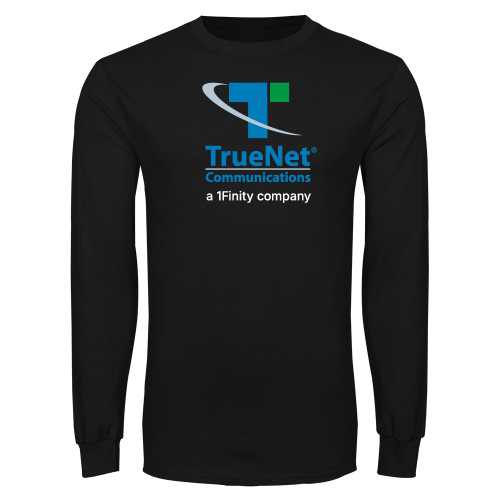Black Long Sleeve T Shirt-TrueNet Communications Stacked