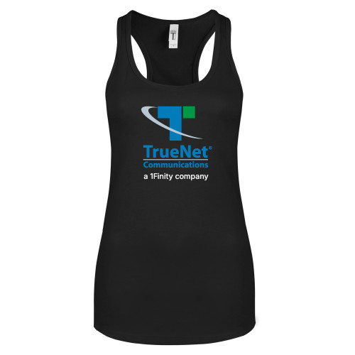 Next Level Womens Black Racerback Tank -TrueNet Communications Stacked