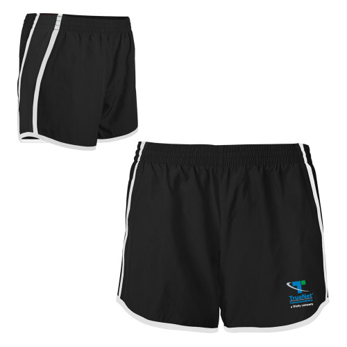 Womens Black/White Team Short-TrueNet Communications Stacked
