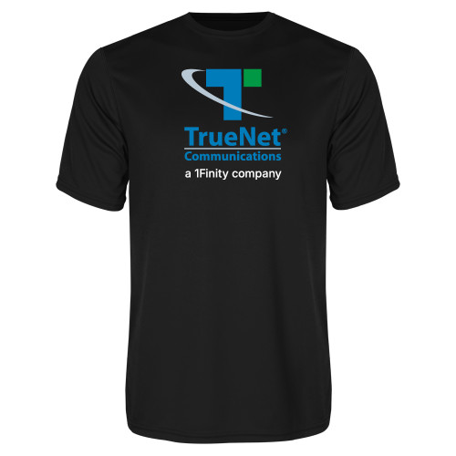 Black Performance Tee-TrueNet Communications Stacked