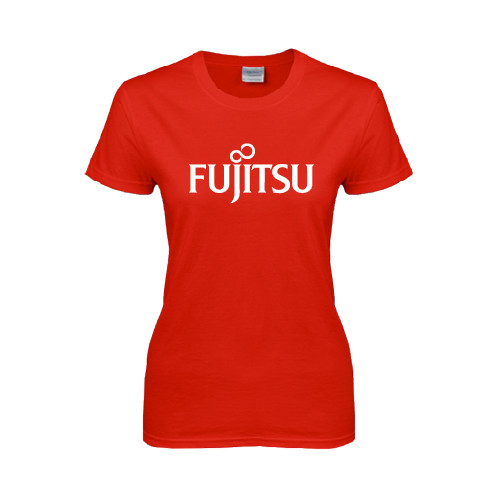 Womens Short Sleeve Red Tee-Fujitsu