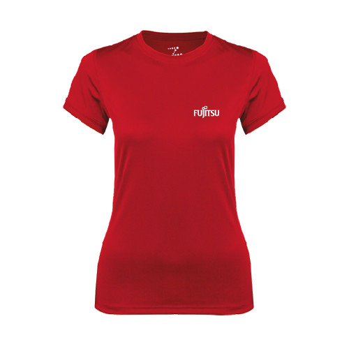 Womens Red Performance Tee-Fujitsu