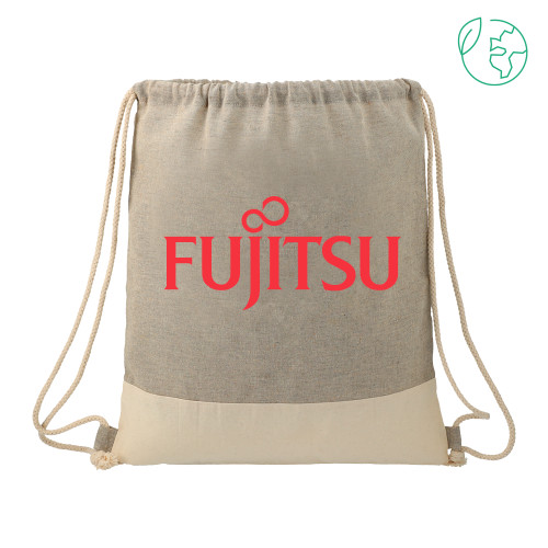 Split Recycled Cotton Grey/Natural Drawstring Bag-Fujitsu