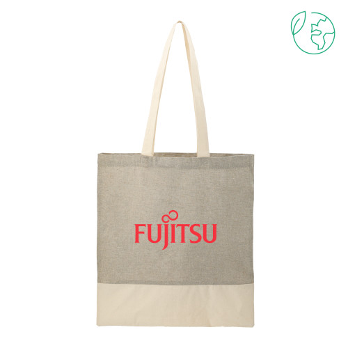 Split Recycled Grey Cotton Twill Convention Tote-Fujitsu