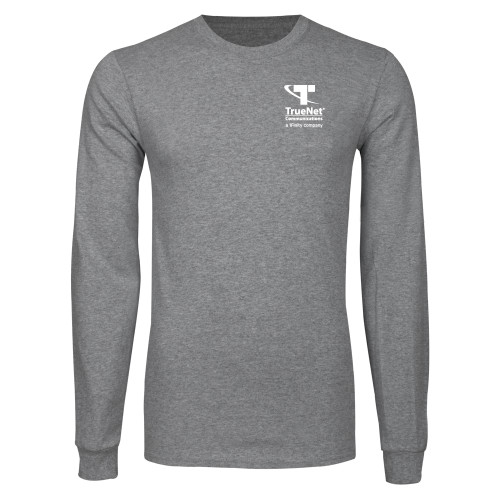 Grey Long Sleeve T Shirt-TrueNet Communications Stacked