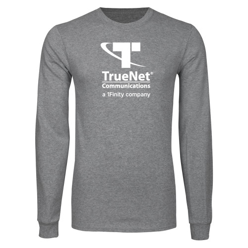 Grey Long Sleeve T Shirt-TrueNet Communications Stacked