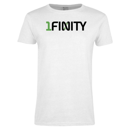 Womens White Short Sleeve Tee-1Finity Wordmark
