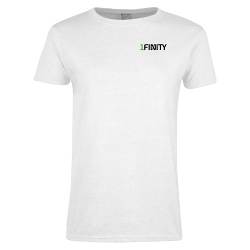Womens White Short Sleeve Tee-1Finity Wordmark