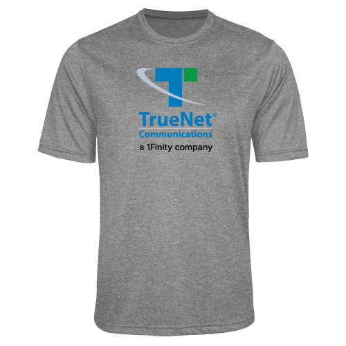Grey Heather Performance Contender Tee-TrueNet Communications Stacked