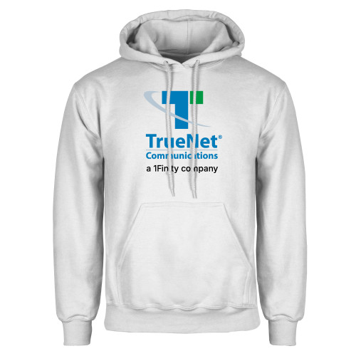 White Fleece Hoodie-TrueNet Communications Stacked
