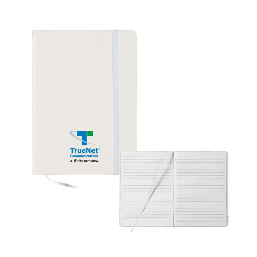 5x7 White Hard Cover Journal-TrueNet Communications Stacked