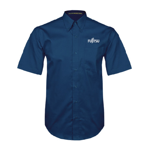 Navy Twill Button Down Short Sleeve-Fujitsu