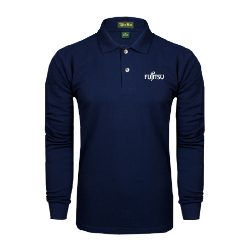Navy Long Sleeve Polo-Fujitsu
