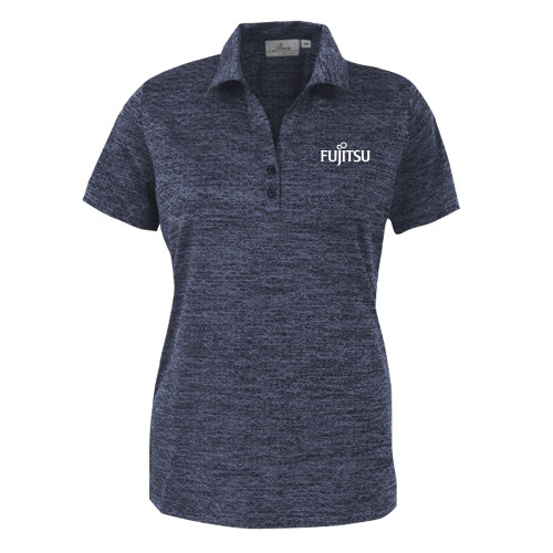 Womens Navy Honeycomb Jacquard Polo-Fujitsu