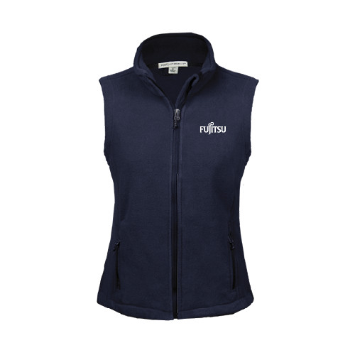Womens Navy Fleece Full Zip Vest-Fujitsu
