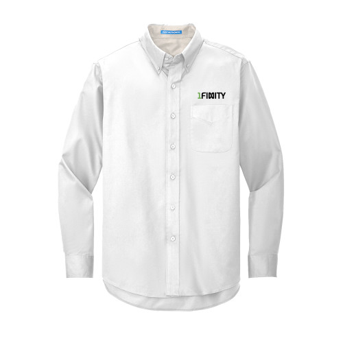 White Twill Button Down Long Sleeve-1Finity Wordmark