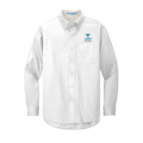 White Twill Button Down Long Sleeve-TrueNet Communications Stacked
