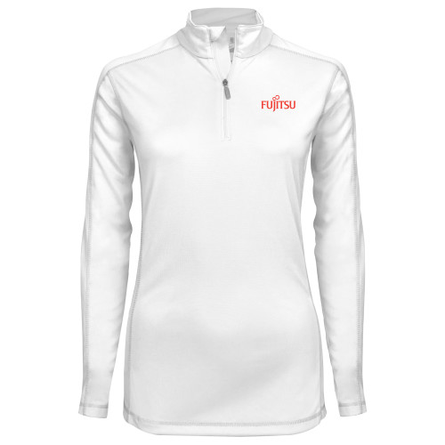 Syntrel Womens White Interlock 1/4 Zip-Fujitsu