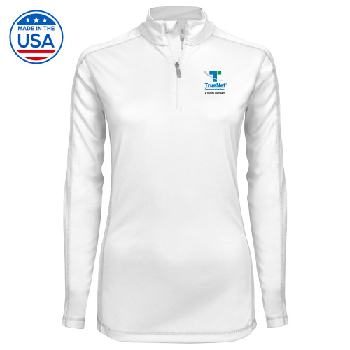 Syntrel Womens White Interlock 1/4 Zip-TrueNet Communications Stacked