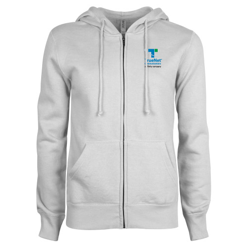 ENZA Womens White Fleece Full Zip Hoodie-TrueNet Communications Stacked