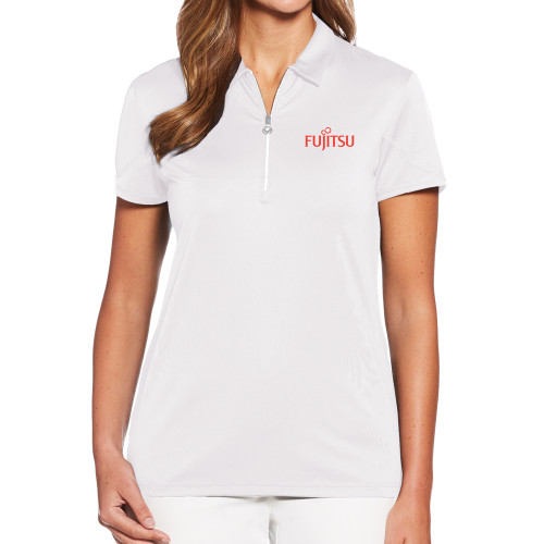 Callaway Womens White Tulip Sleeve Zip Polo-Fujitsu