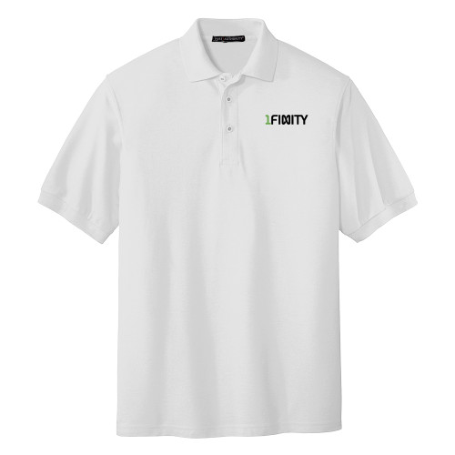 White Silk Touch Polo-1Finity Wordmark