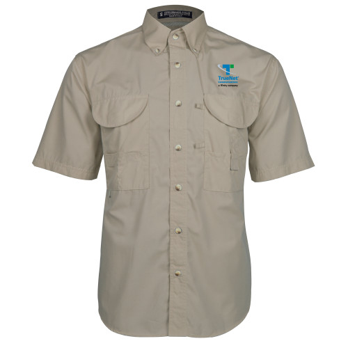 Khaki Fishing Shirt Performance Short Sleeve-TrueNet Communications Stacked